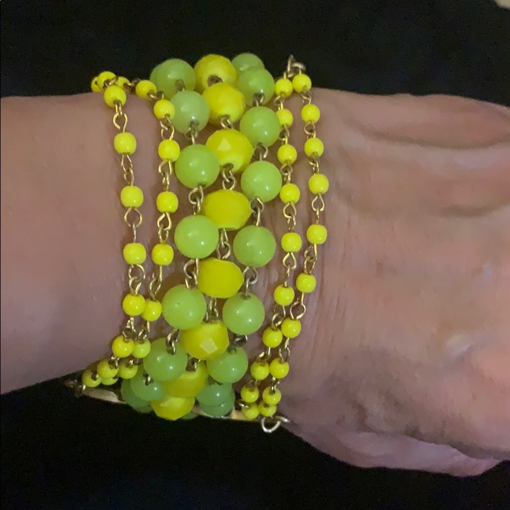David Aubrey chartreuse and yellow multi bead wrap bracelet.